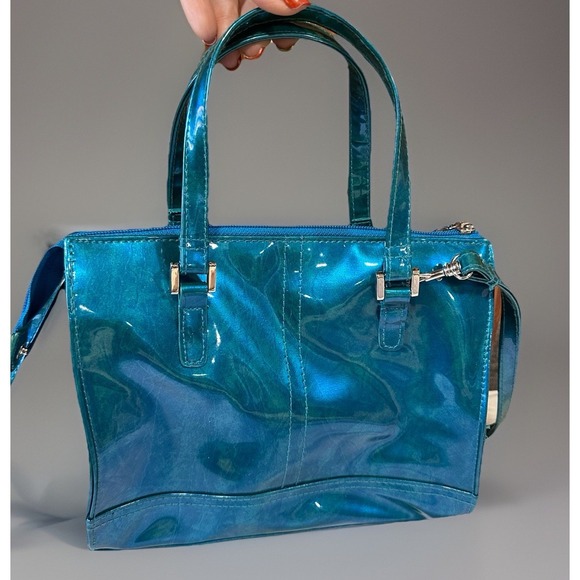 Vintage Shiny Plastic Y2K Style Women's Bag purse strap Turquoise - Picture 2 of 14